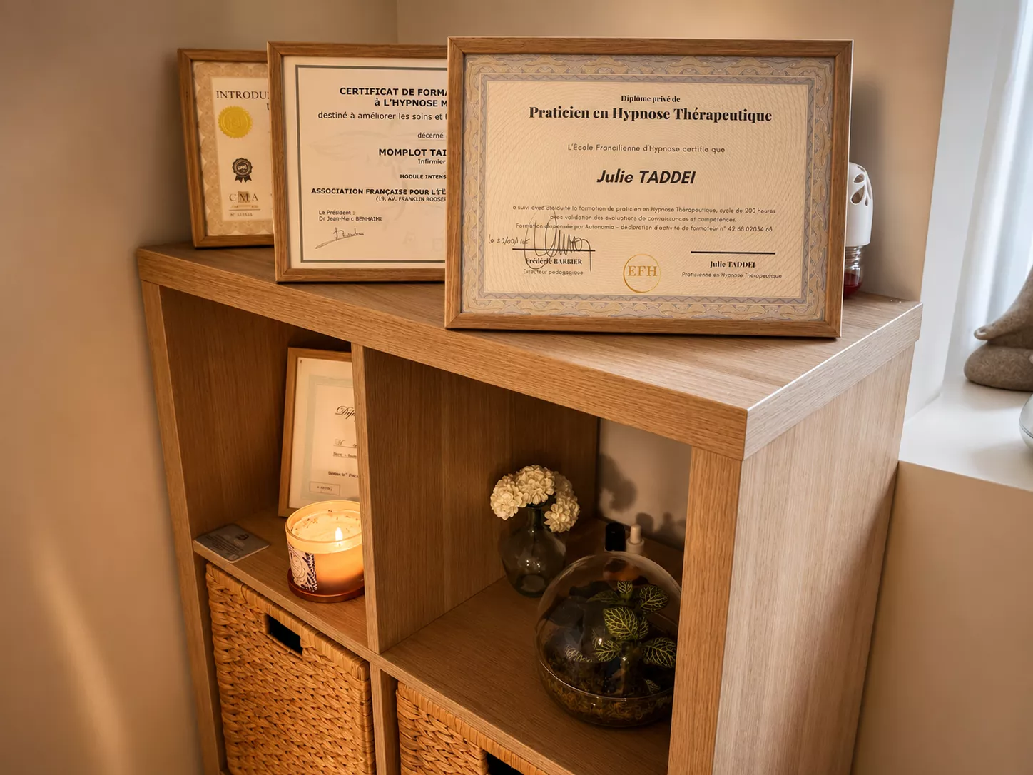 Certifications et formations de Julie Taddei en hypnose à Neuilly-Plaisance